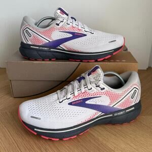 Brooks Ghost 14 White/Purple Women Running Sneakers- SZ 9.5